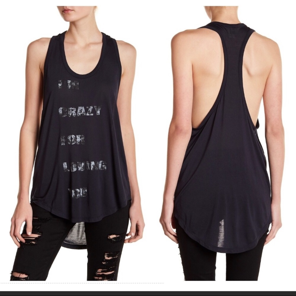 Haute Hippie Midnight Racer Back Tank Top Size M - Picture 1 of 6